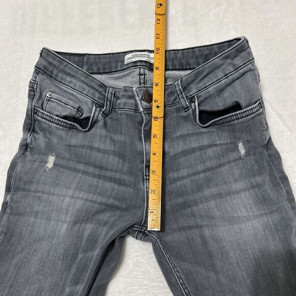 Zara Super Skinny Jeans Low Rise Size 4 Gray Distressed Premium Denim Collection - Picture 12 of 12